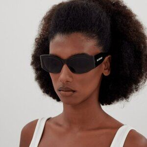 BRAND NEW Balenciaga BB0329S 003 Black Grey Geometric Unisex Sunglasses
